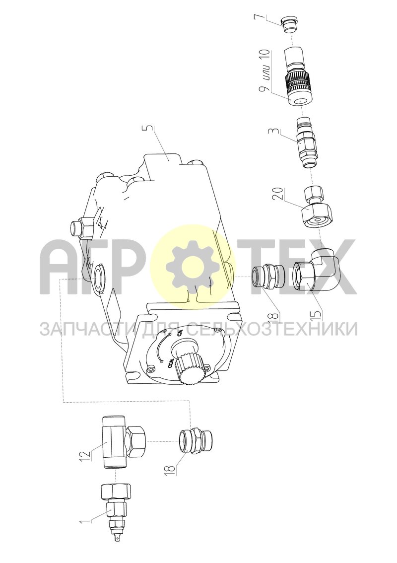 Гидромотор аксиально-поршневой (181.09.21.500) (№3 на схеме)